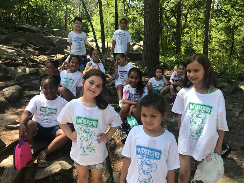 Kids in Kidsports T-shirts on a group outing